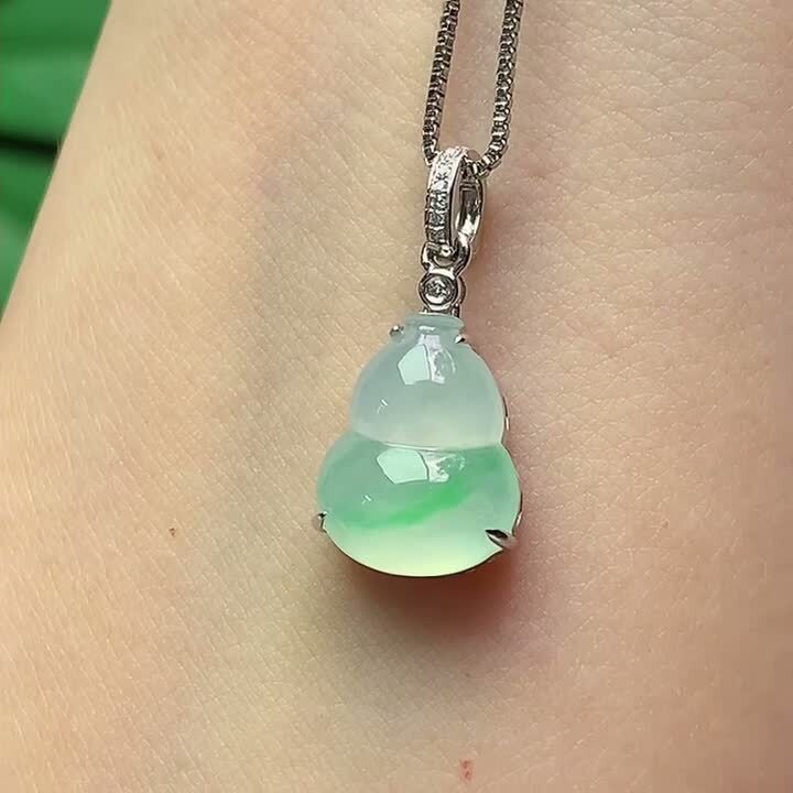 翡翠冰種飄綠葫蘆,天然翡翠A玉, 緬甸玉, Jade, Jadeite