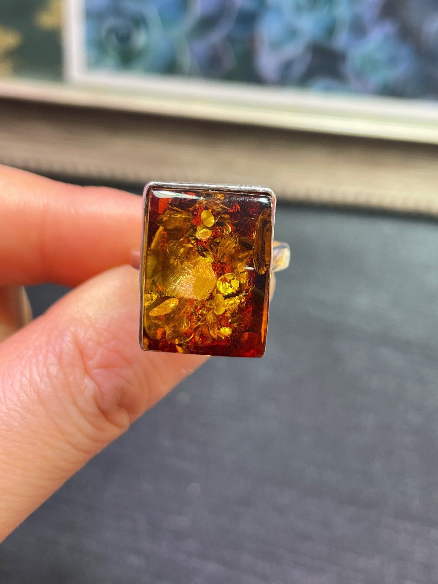 0628BA02-BALTICAMBER-RING-波蘭制造 天然波羅的海花珀戒指 [活口可調節，s925银镶嵌] (A2)