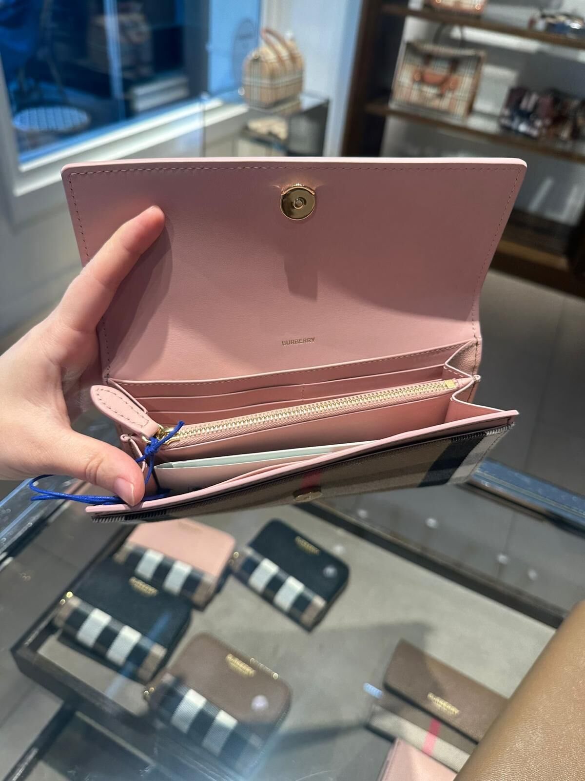 LYS01997 Burberry 牛皮拼格紋長銀包