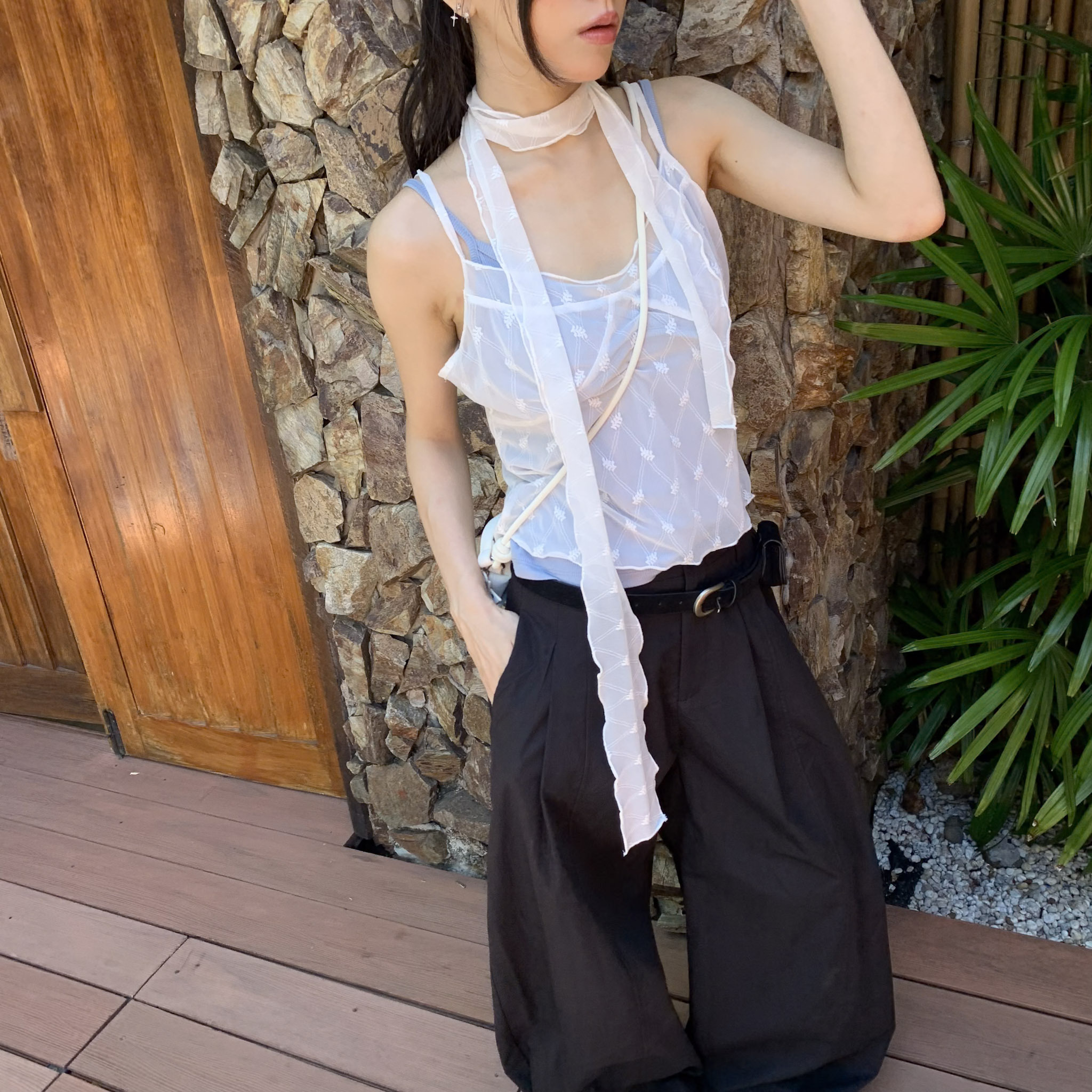 ISA_Angel Aura 透肌感緹花附繞脖二件組_65035