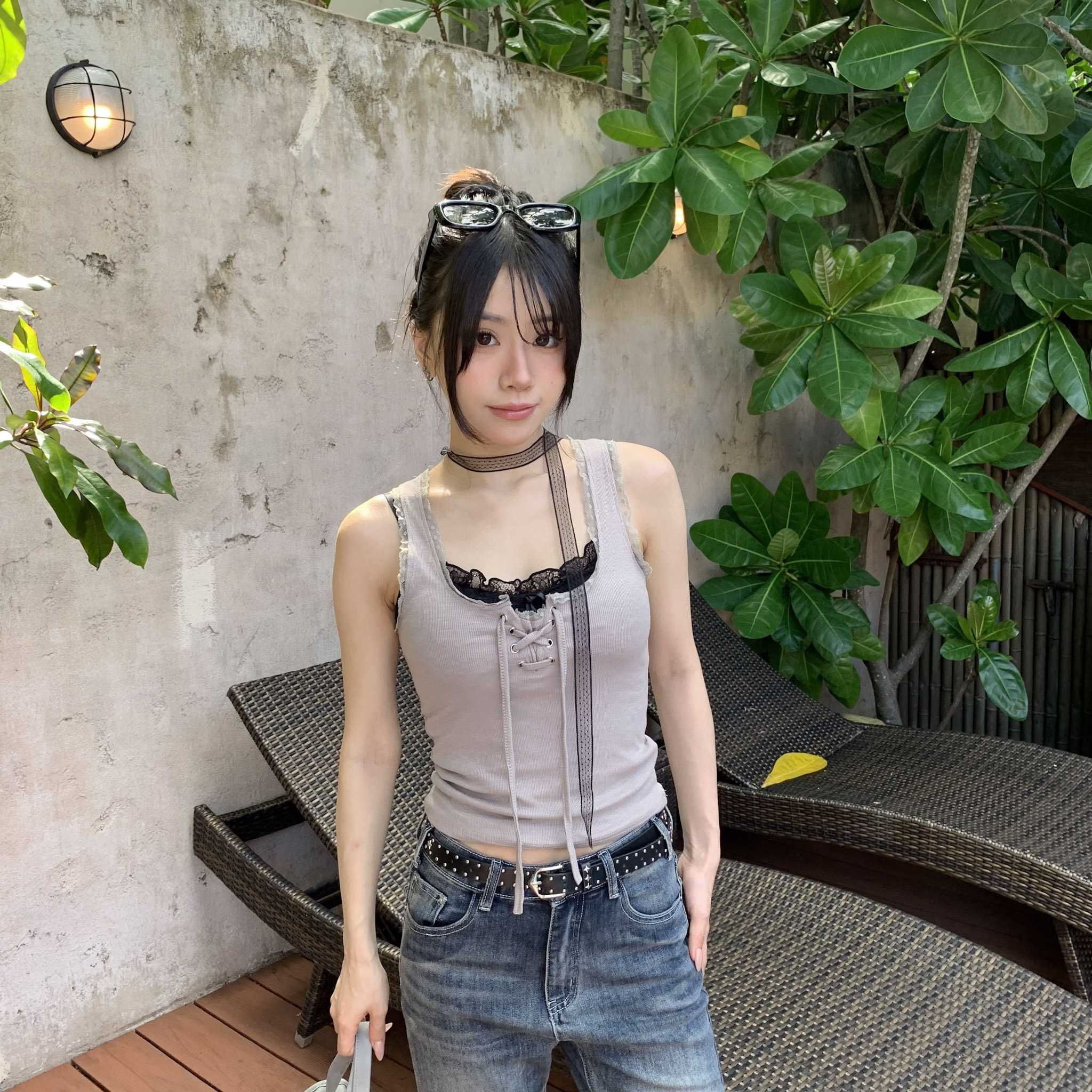 ISA_心動寶貝 純慾系花邊蕾絲馬甲綁帶背心_65045