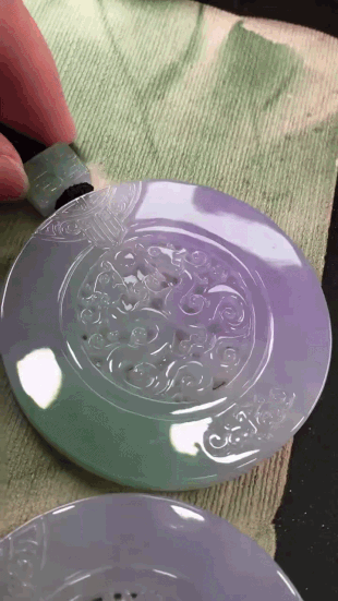 622336 翡翠春彩仿古牌一對