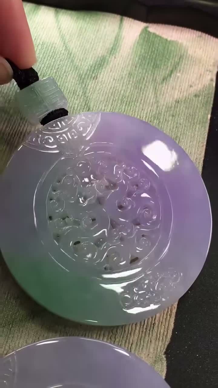 翡翠春彩仿古牌一對,天然翡翠A玉, 緬甸玉, Jade, Jadeite