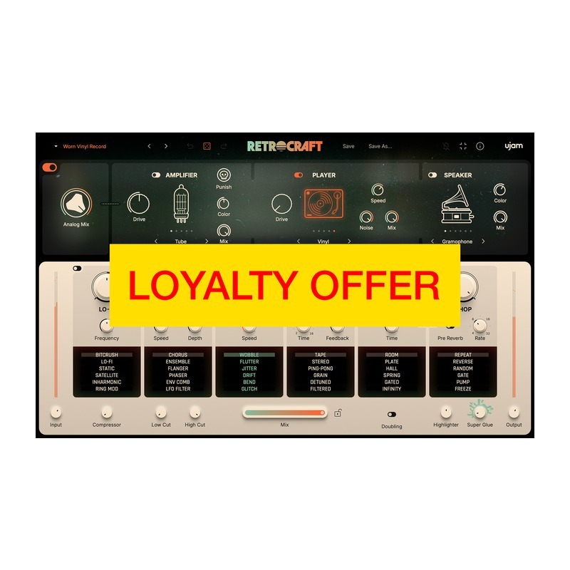 UJAM RETROCRAFT Loyalty Offer｜復古效果器插件