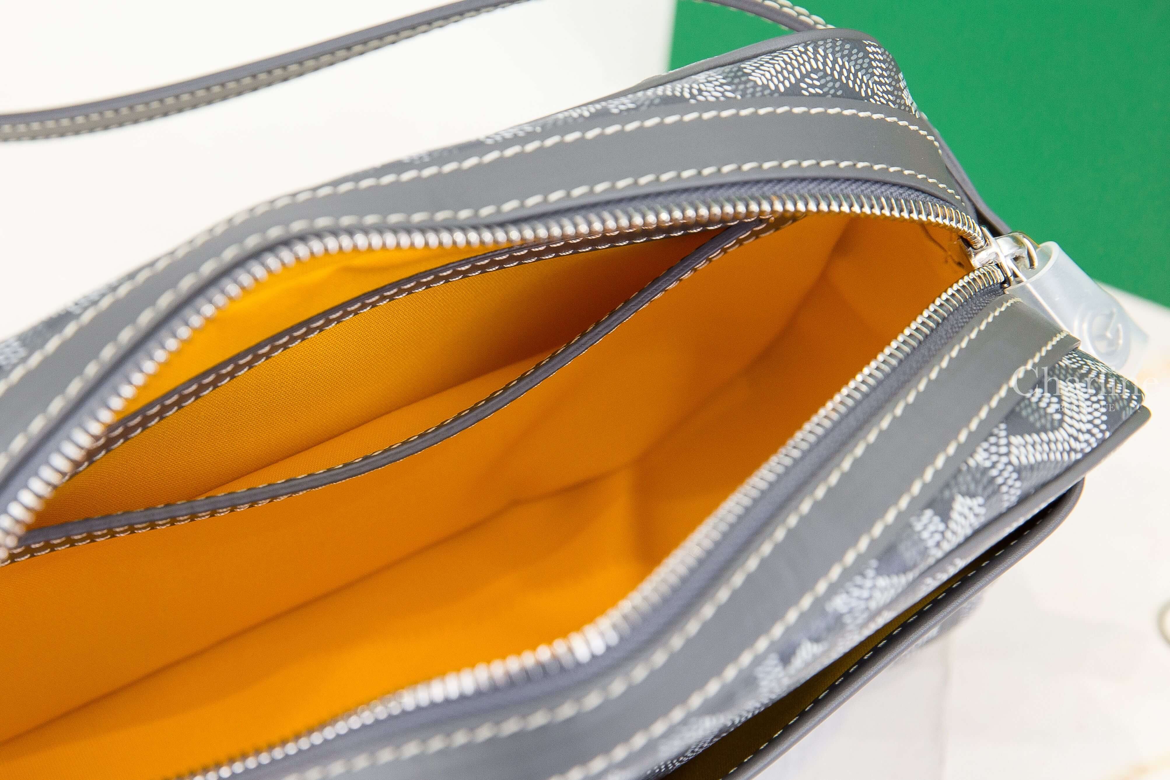 Goyard Cap-Vert PM Bag 灰色帆布小牛皮黃色內裡肩背包-Charline Boutique 精品代購