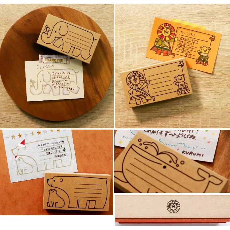 獅子 Shunsuke Satake 木製動物留言印章 Message Stamp｜SANBY 日本