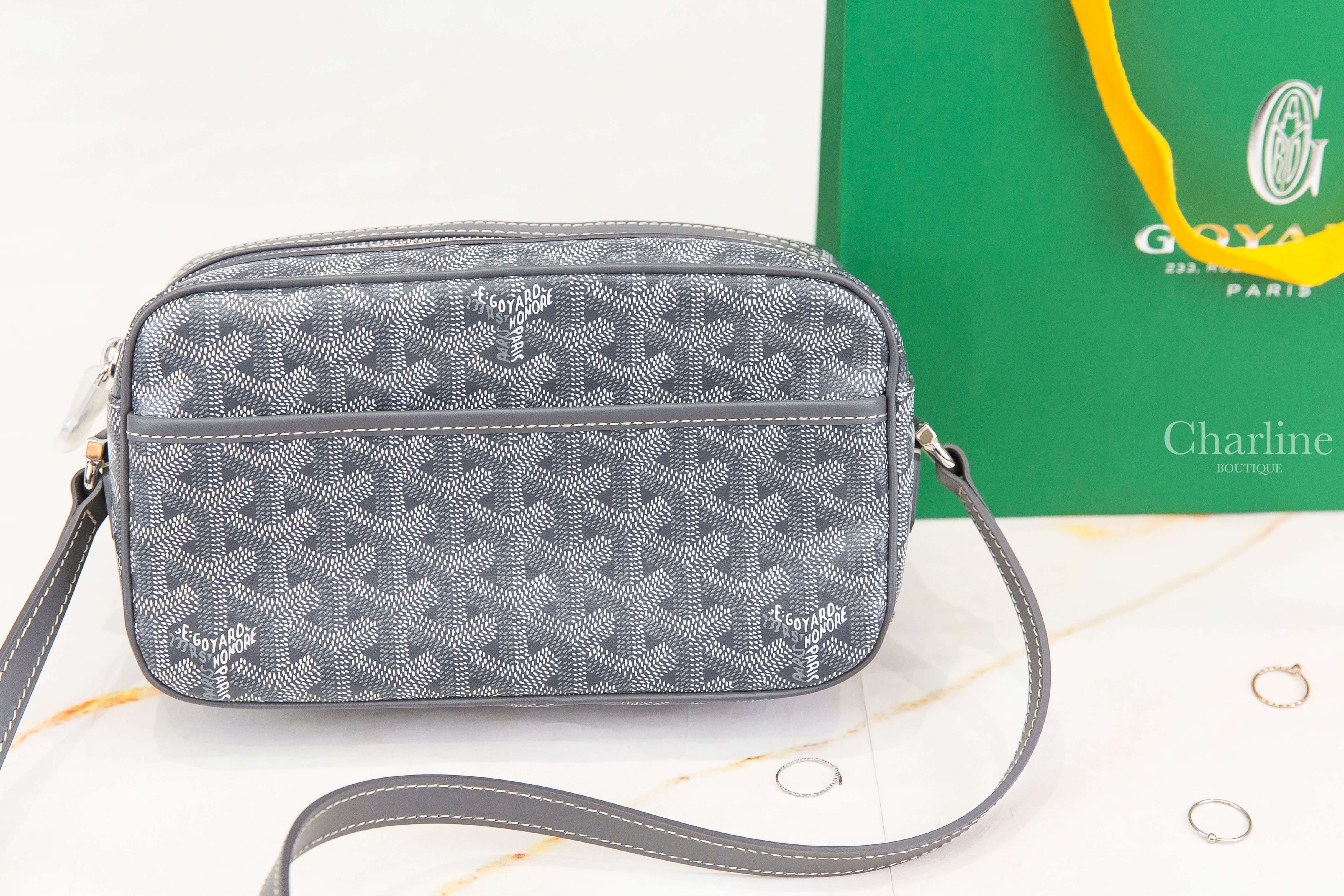 Goyard Cap-Vert PM Bag 灰色帆布小牛皮黃色內裡肩背包