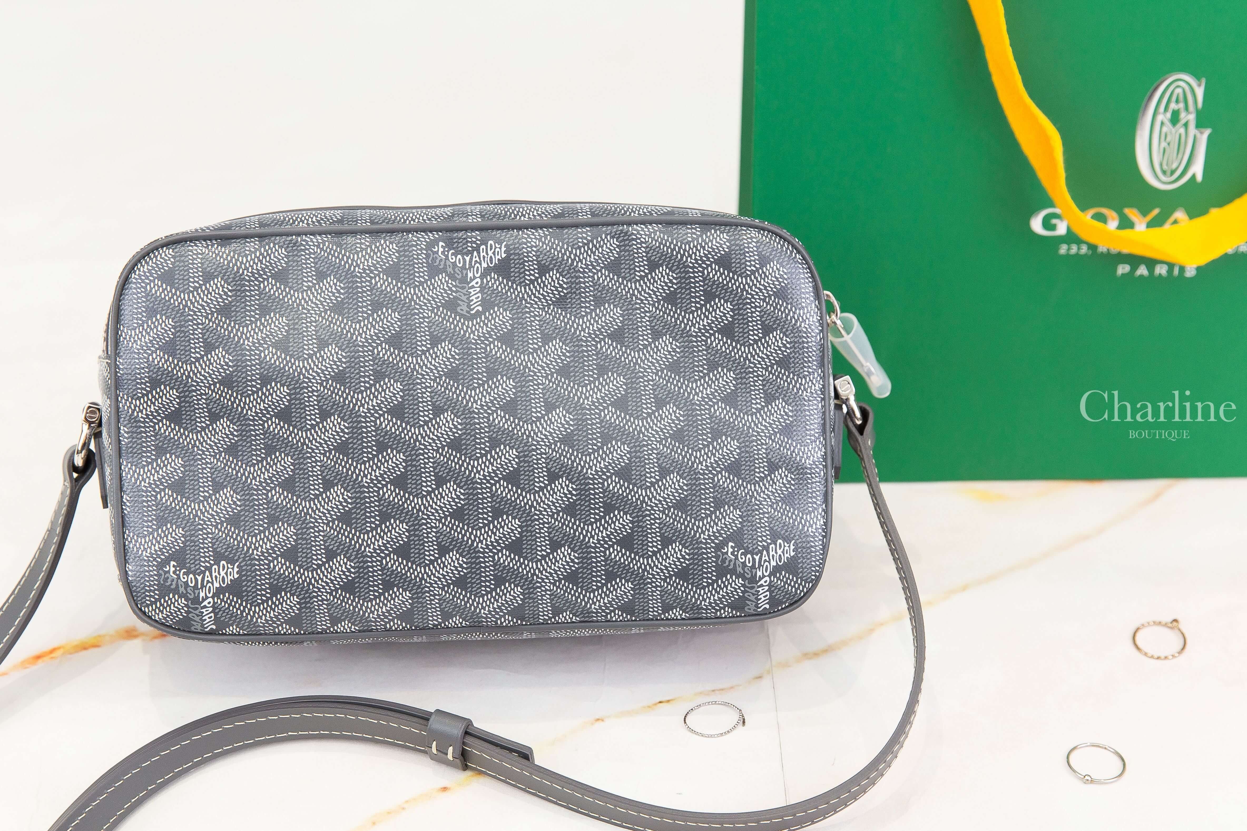 Goyard Cap-Vert PM Bag 灰色帆布小牛皮黃色內裡肩背包-Charline Boutique 精品代購