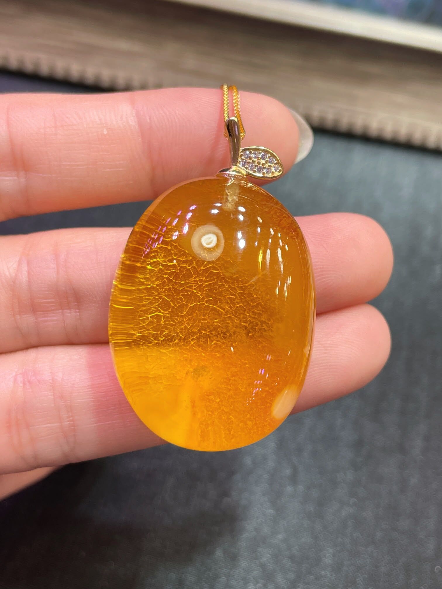 0628BA06-BALTICAMBER-RING-俄羅斯琥珀蜜蠟吊墜 [成色美無雜裂，s925銀鍍金鑲嵌] (A6)