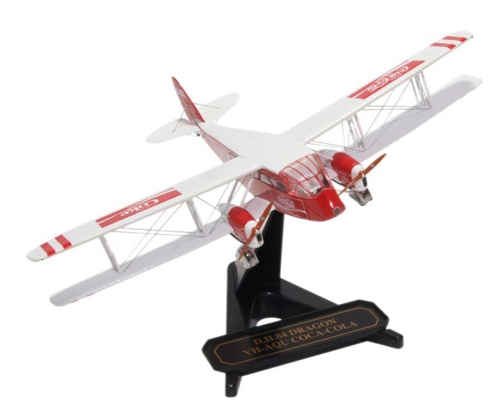 Oxford 72DG002CC 1:72 DH84「龍」式雙翼飛機 VH-AQU 可口可樂塗裝 模型飛機