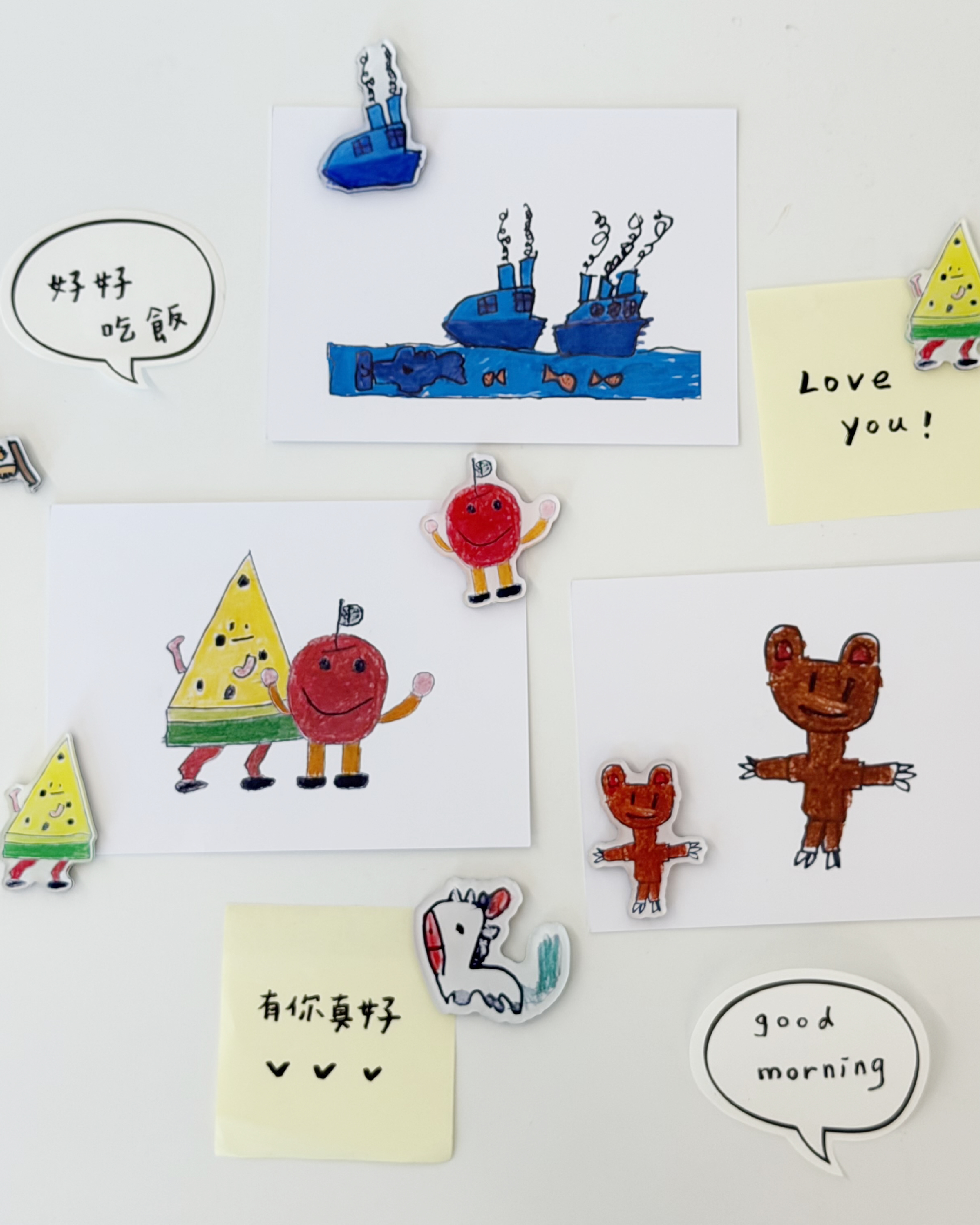 客製兒童畫｜紀念磁鐵冰箱貼