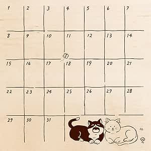 多彩的貓咪 月曆 木頭印章｜Sanby 日本