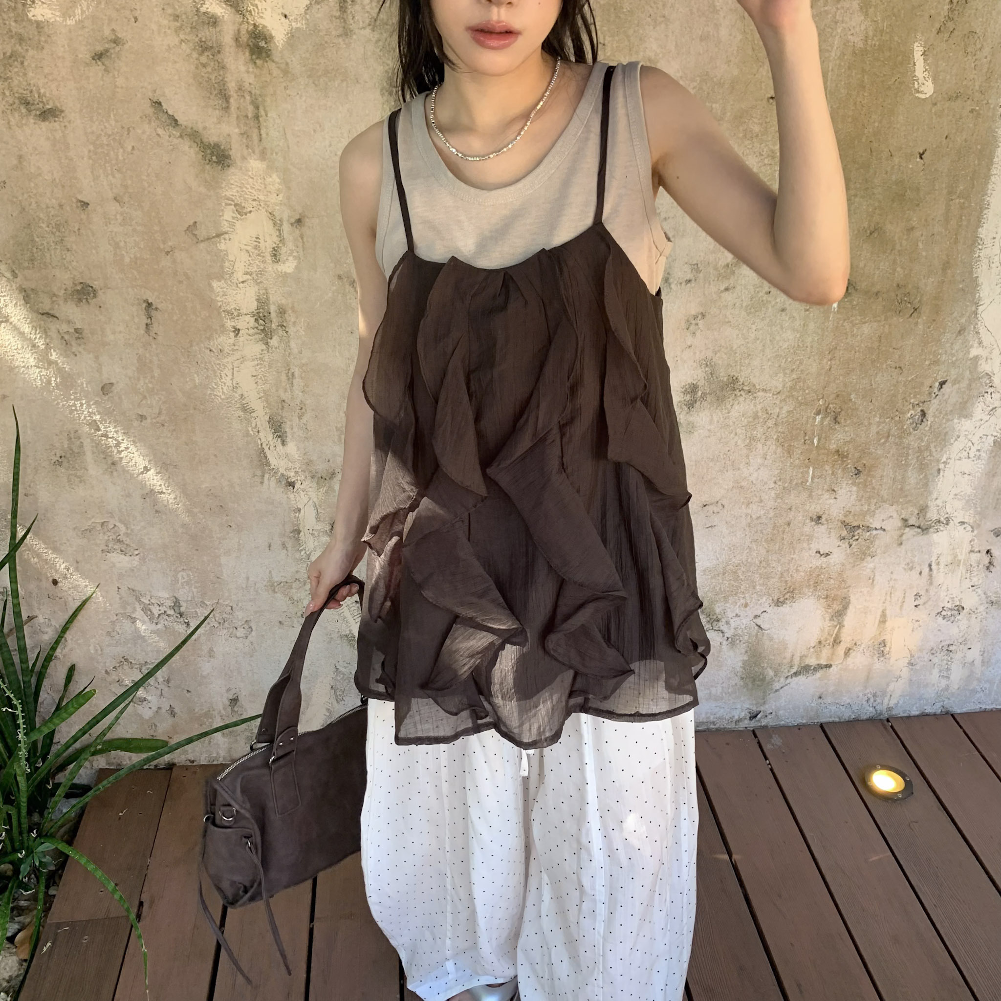 ISA_花瓣層疊之夏 海島 (1+1)棉麻二件組_65052