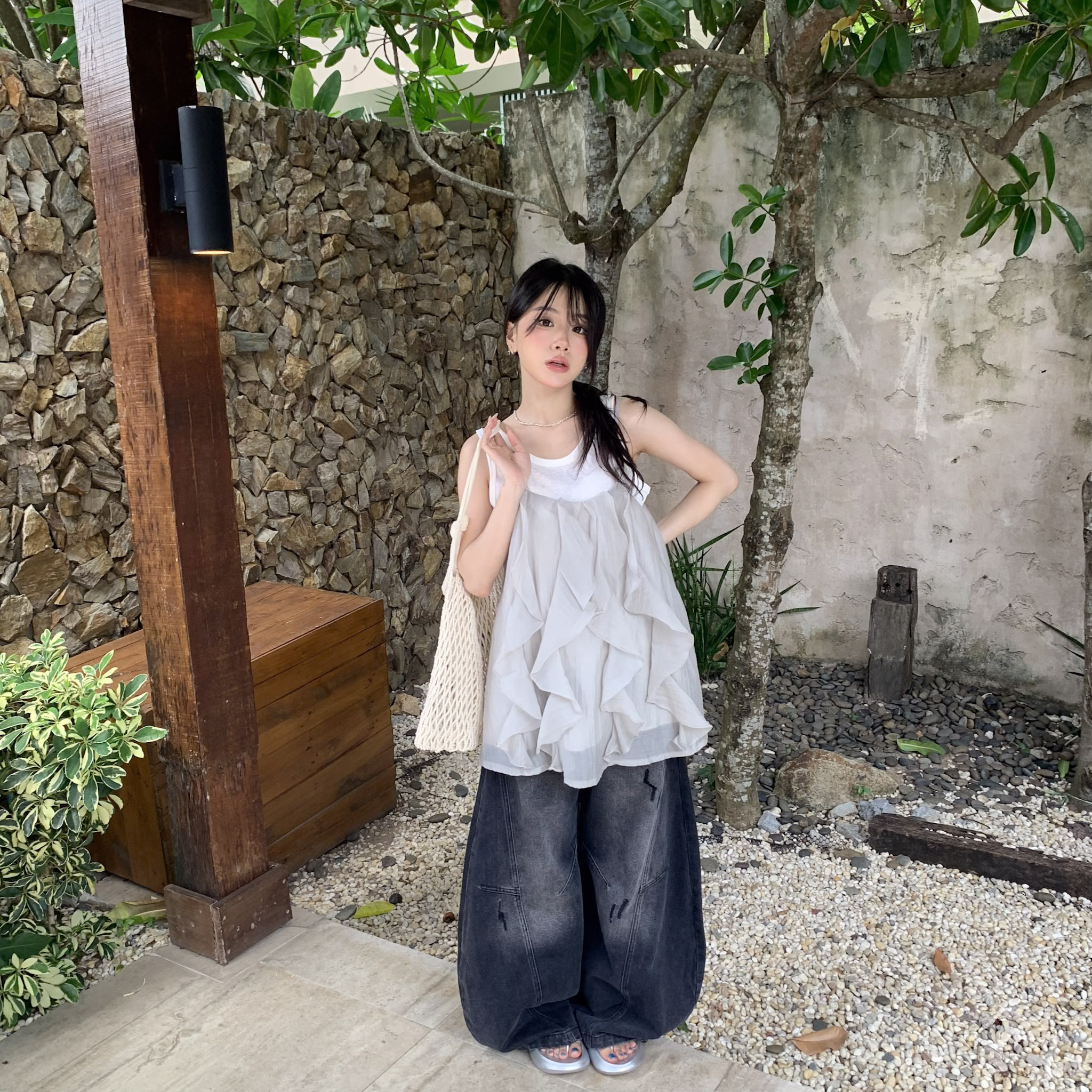 ISA_花瓣層疊之夏 海島 (1+1)棉麻二件組_65052