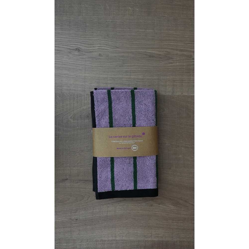 法國La cerise sur le gâteau 有機棉小毛巾二入組30X50-丁香紫