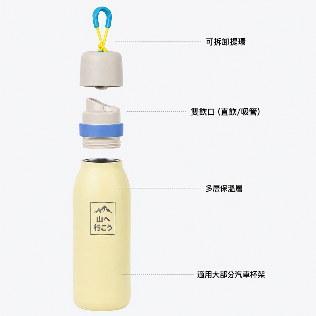 登山趣山行雙飲吸管旋蓋水壺18oz (4色) 52CBA3008