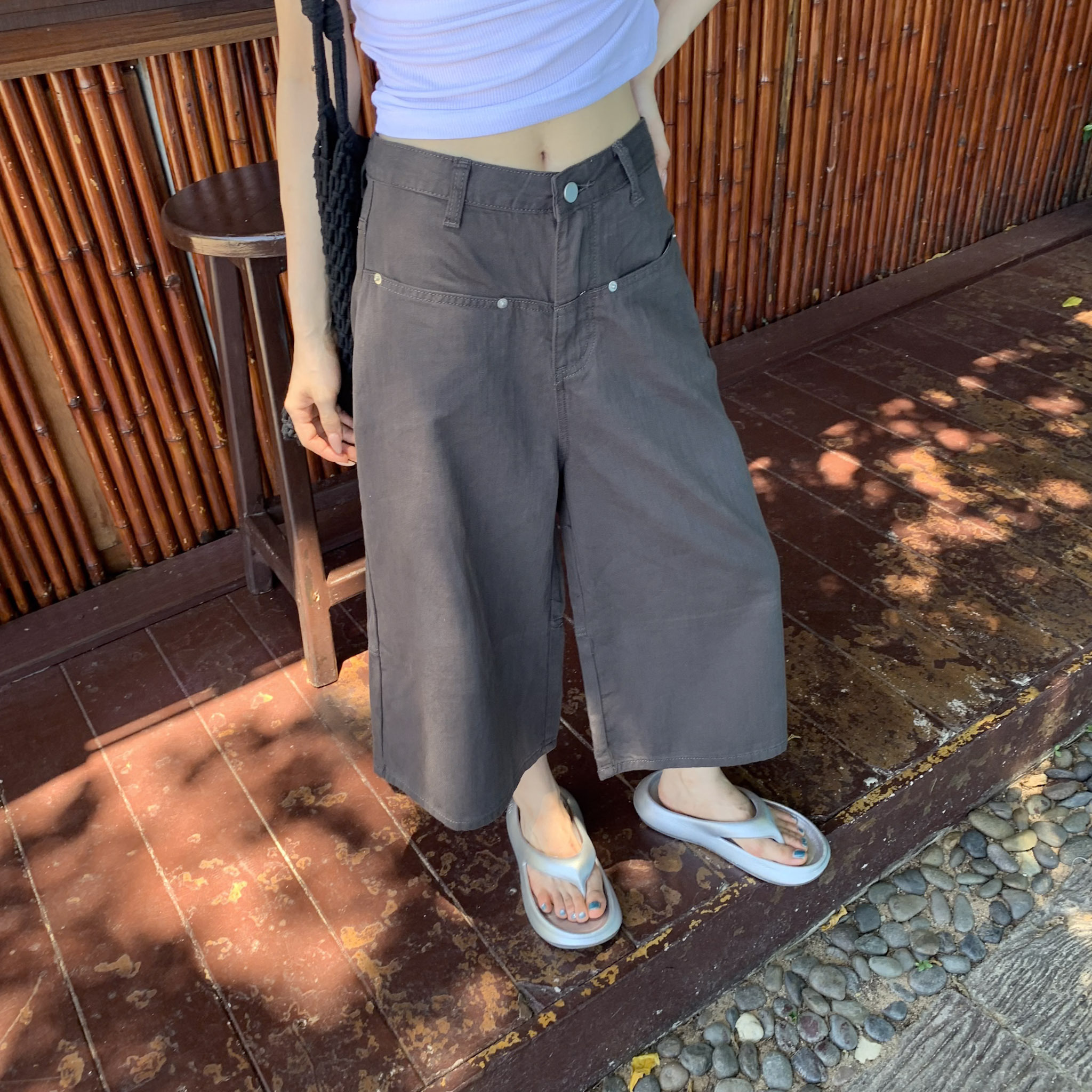 ISA_梅雨季浪漫 設計感前口袋牛仔七分褲_65107