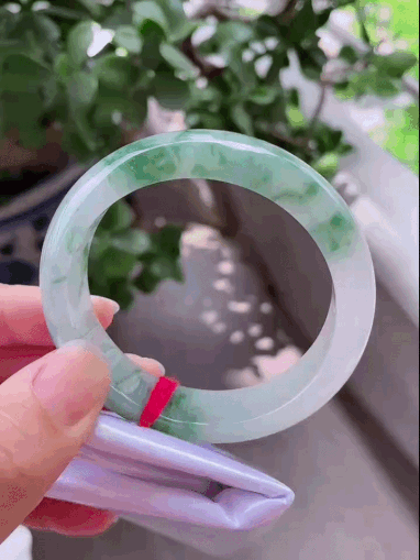 6225838 57.5mm冰飄花正圈翡翠手鐲 (56-58)