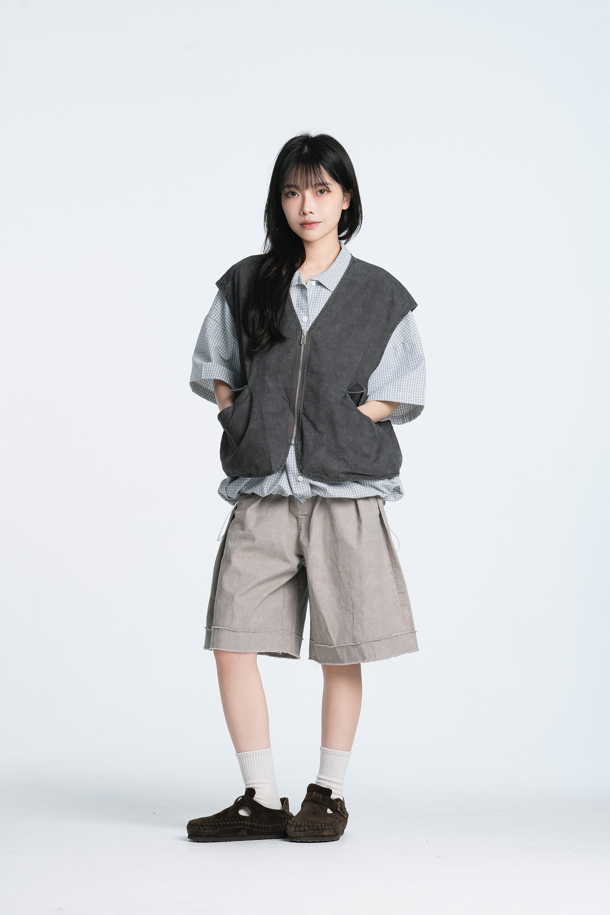 June｜質感牛仔拉鍊背心 3色