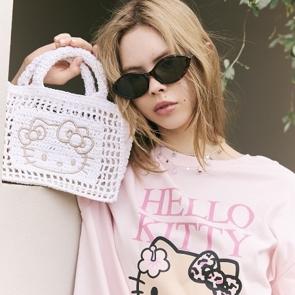 SANRIO HOUSE HELLO KITTY 凱蒂貓 大頭 編織手提袋 夏日 三麗鷗 108657824