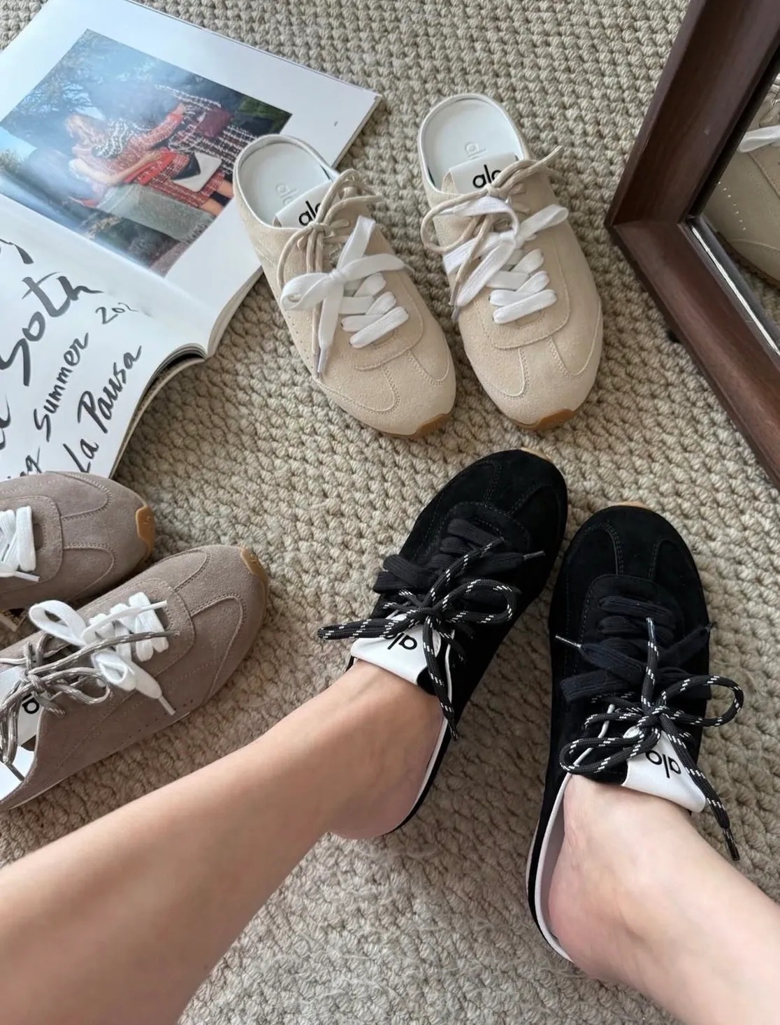 【限時預購】Alo Sunset Sneaker Mule 德訓鞋 懶人鞋 黑 焦糖 奶油 miu風