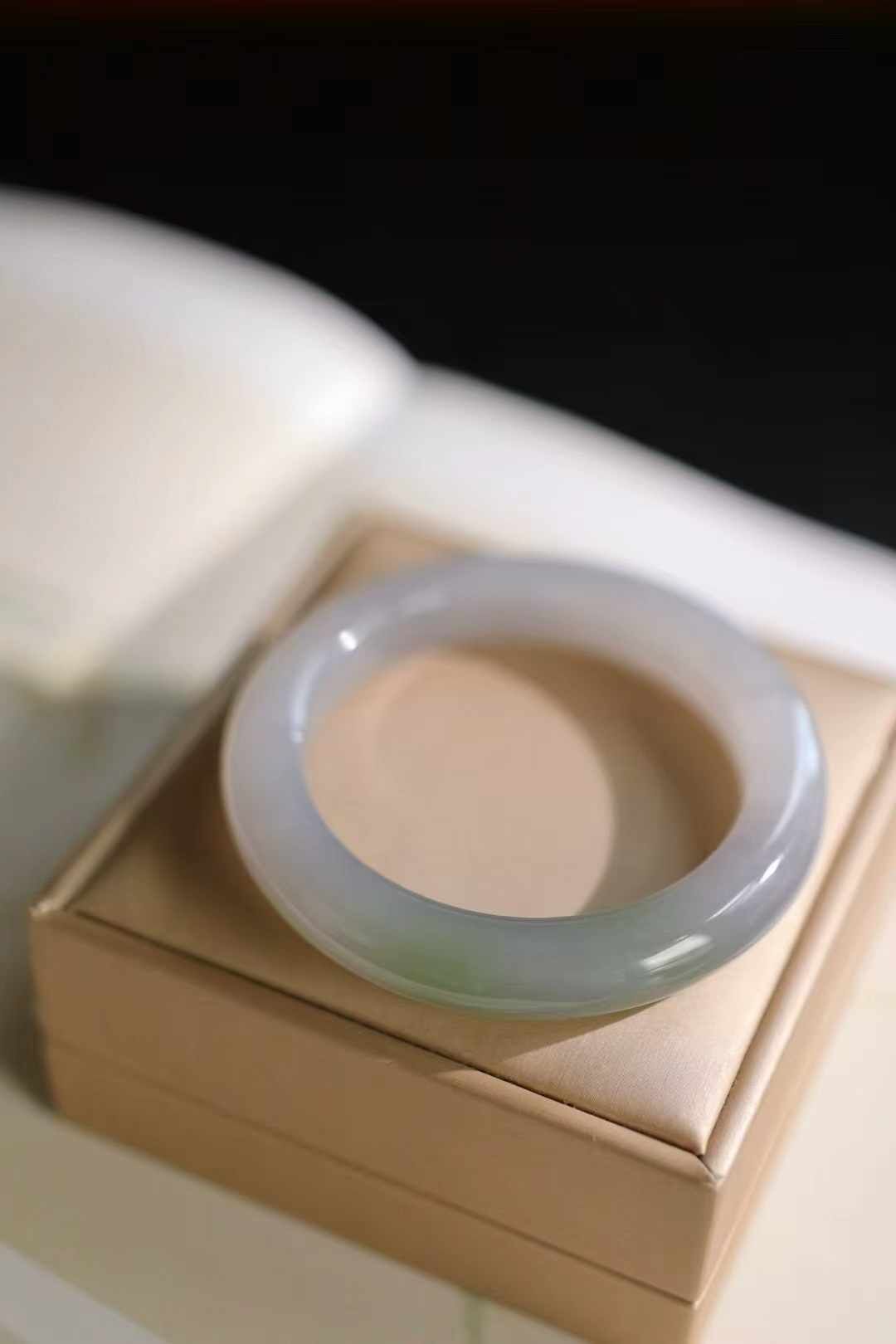 和田玉冰底紫翠手鐲,天然和田玉軟玉