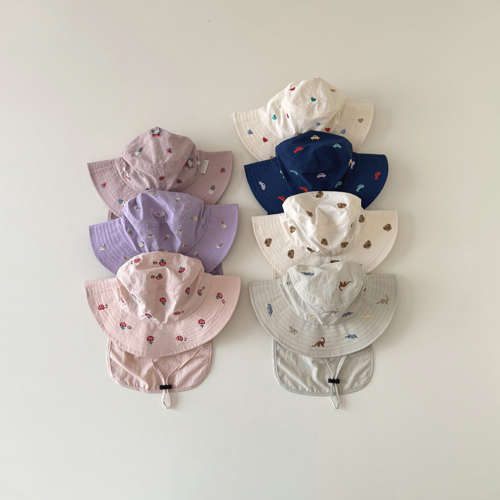 任選兩件$300【H1009】夏季薄款速乾防曬披肩漁夫帽(2y-6y)