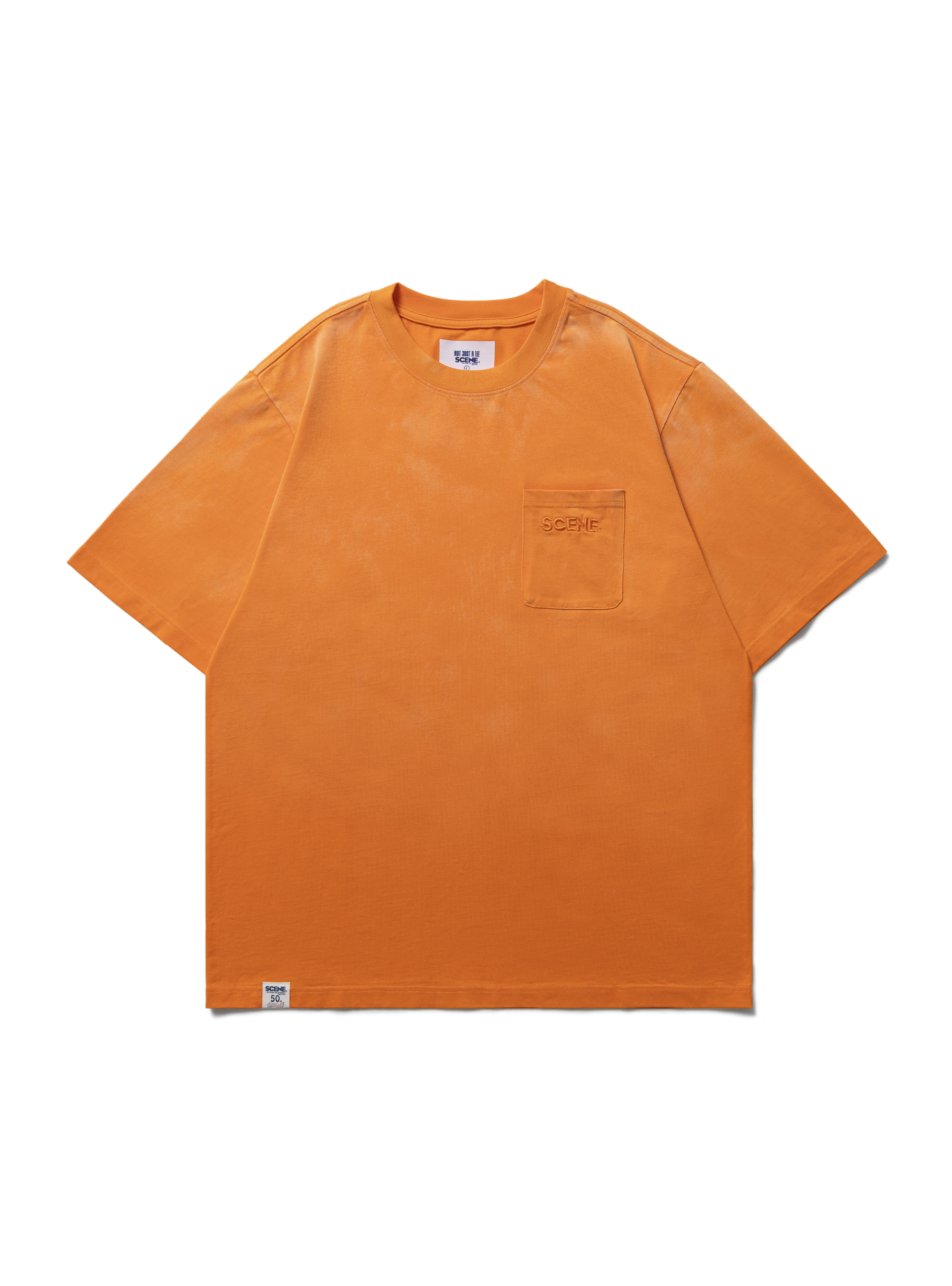 SCENE (EMB) POCKET WASHED TEE // ORG