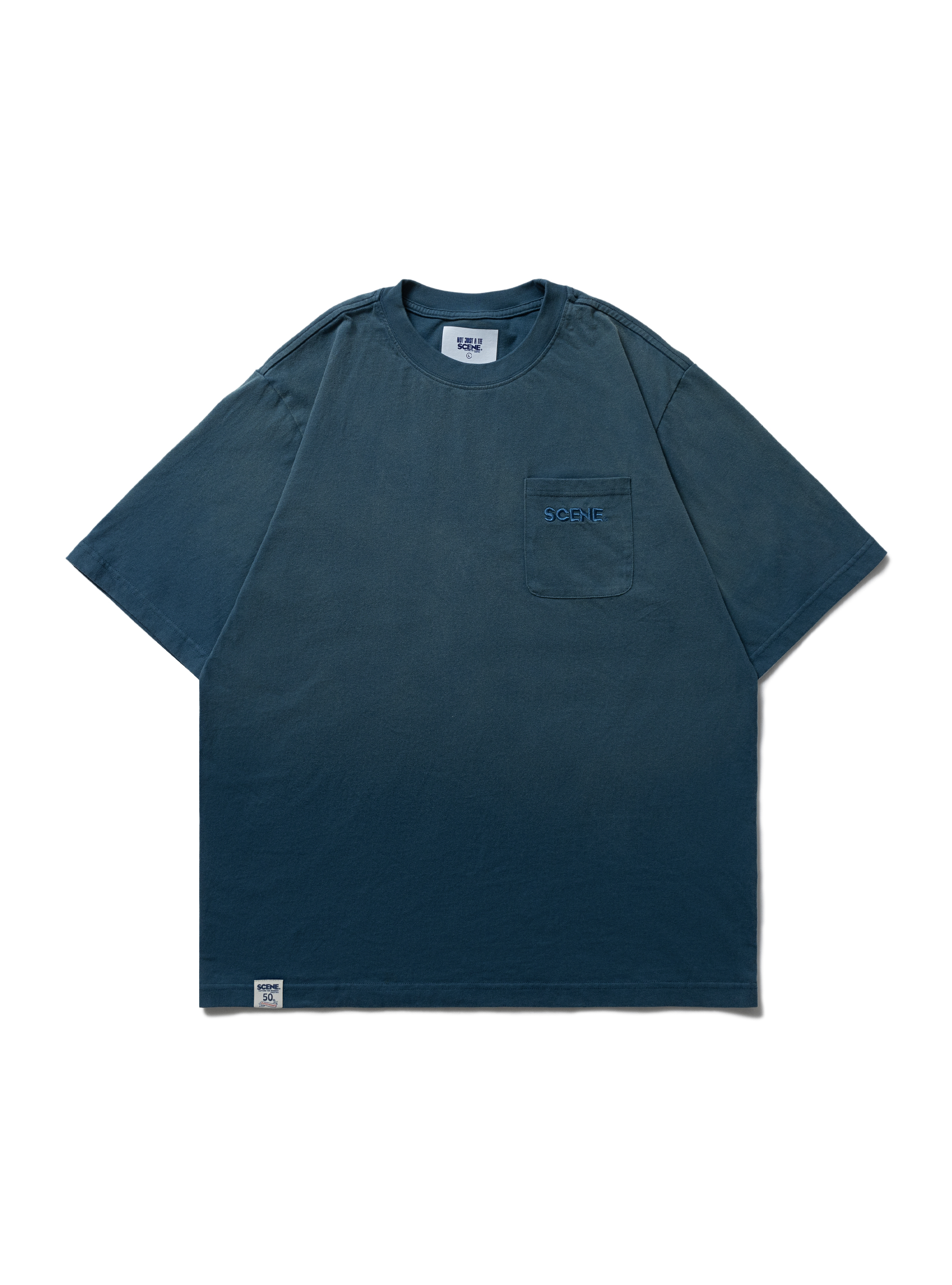 SCENE (EMB) POCKET WASHED TEE // BLU