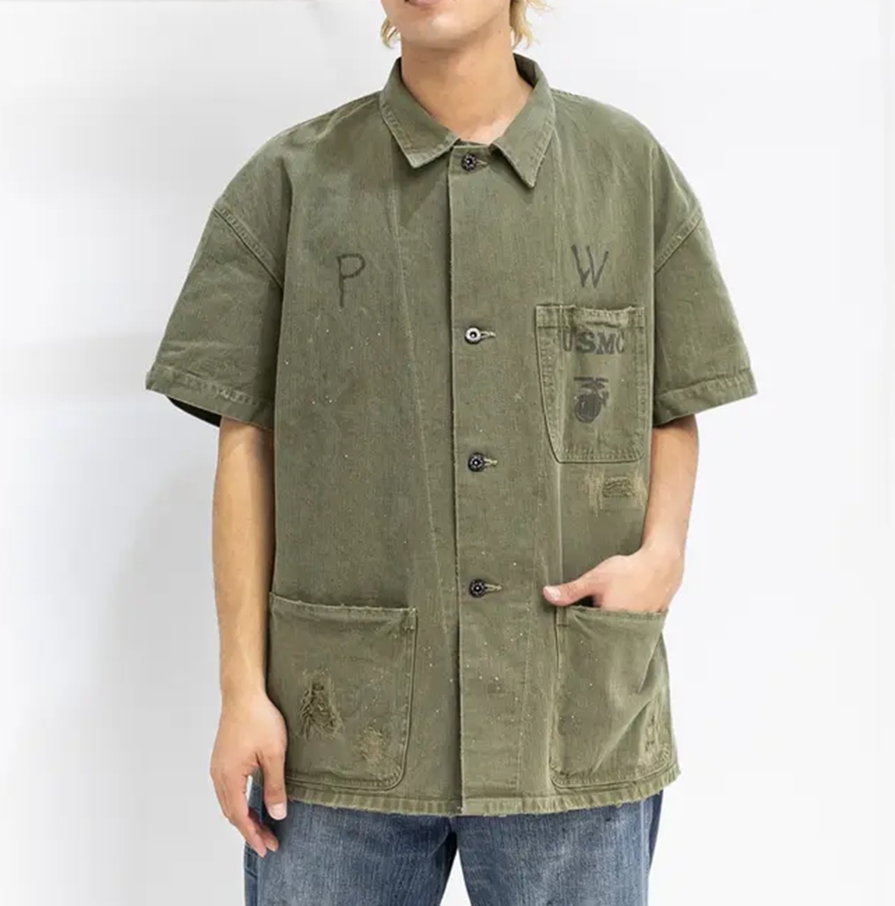 BOWWOW 2026 PW P-41 HBT SS SHIRT - OLIVE PRE ORDER ITEM (預訂中)