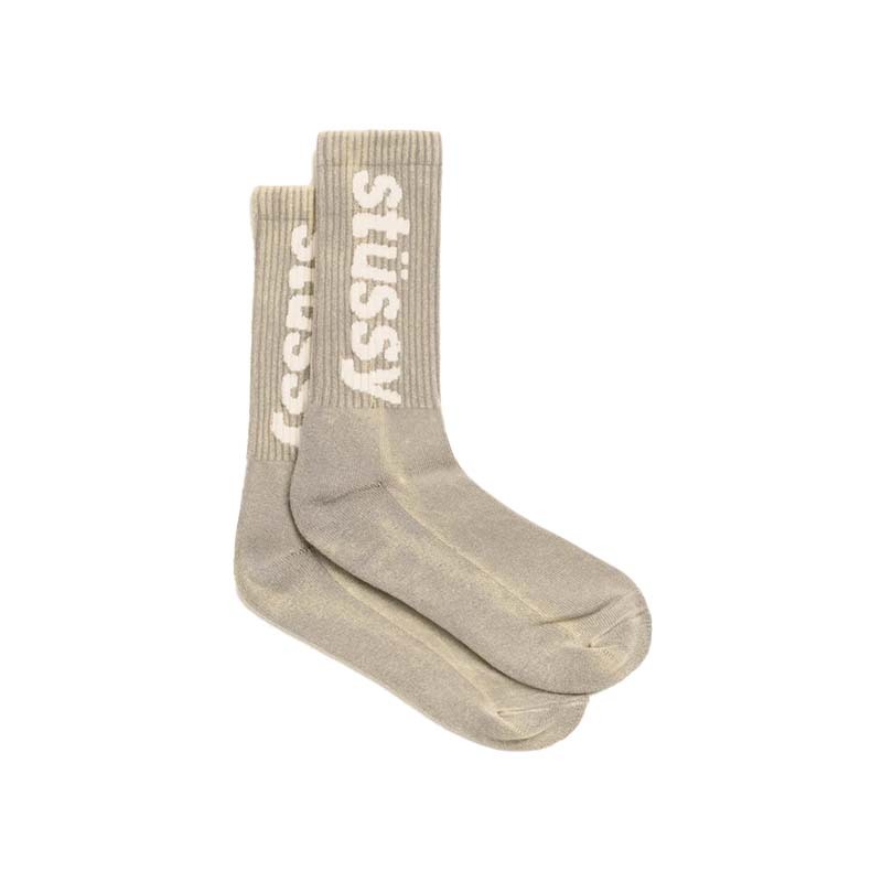 Stussy Washed Helvetica Crew Sock 水洗 長襪 襪子 灰色 138947-GY [台灣現貨]