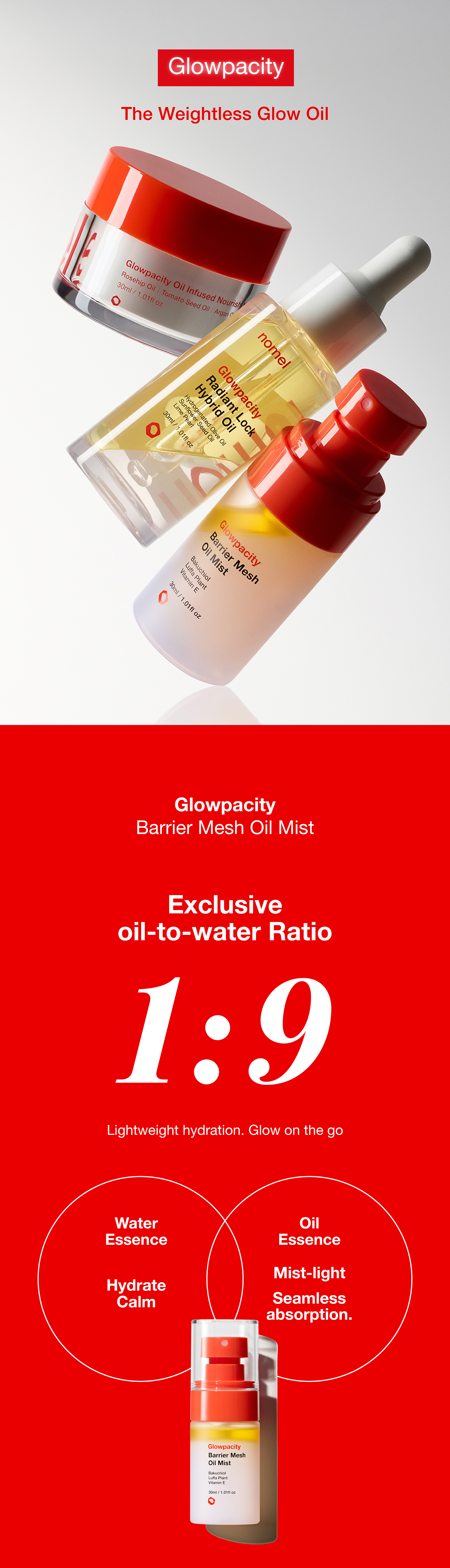 nomel Glowpacity Barrier Mesh Oil Mist product benefits and key features