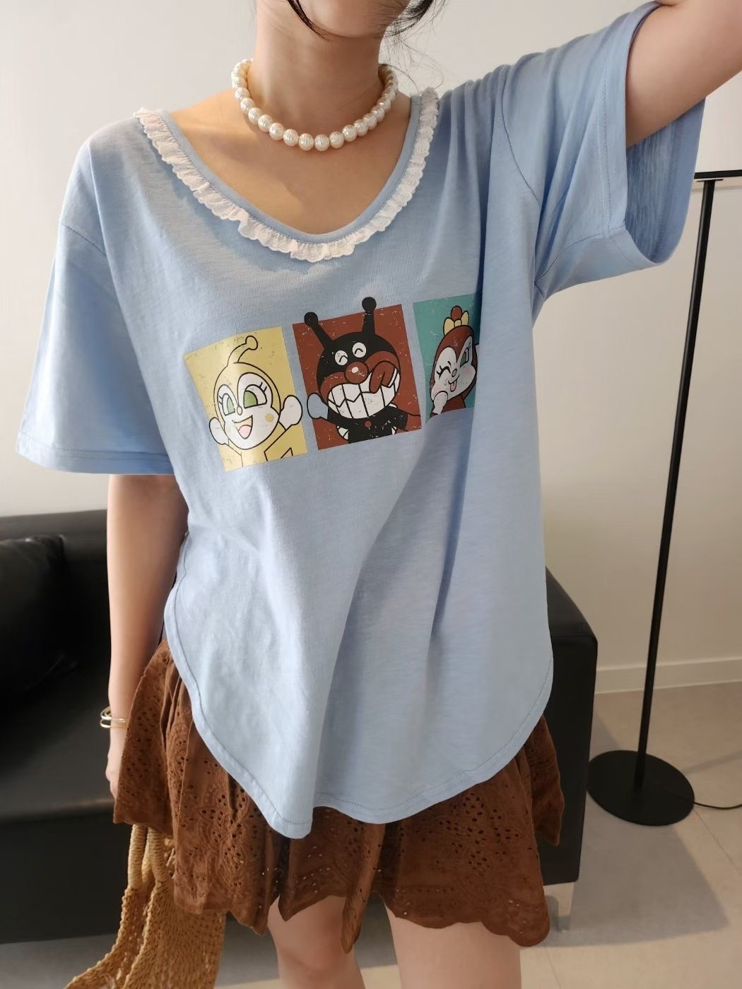 卡通低領側開棉衣