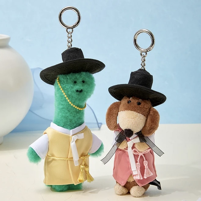 JOGUMAN WOODY 韓服 絨毛吊飾 恐龍 臘腸狗 PLUSH KEYRING SOUVENIR