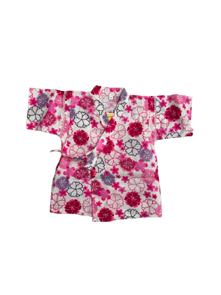 【Nishimatsuya】Kids Jinbei Set (Cherry Blossom Pattern) - White