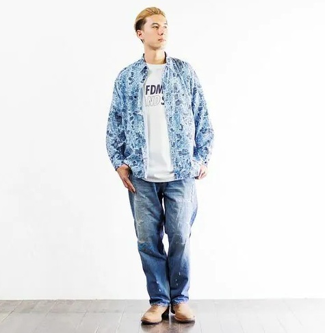 FDMTL JAPAN x WIND AND SEA PRINTED BORO INDIGO SHIRTS - PRE ORDER ITEM (預訂中)