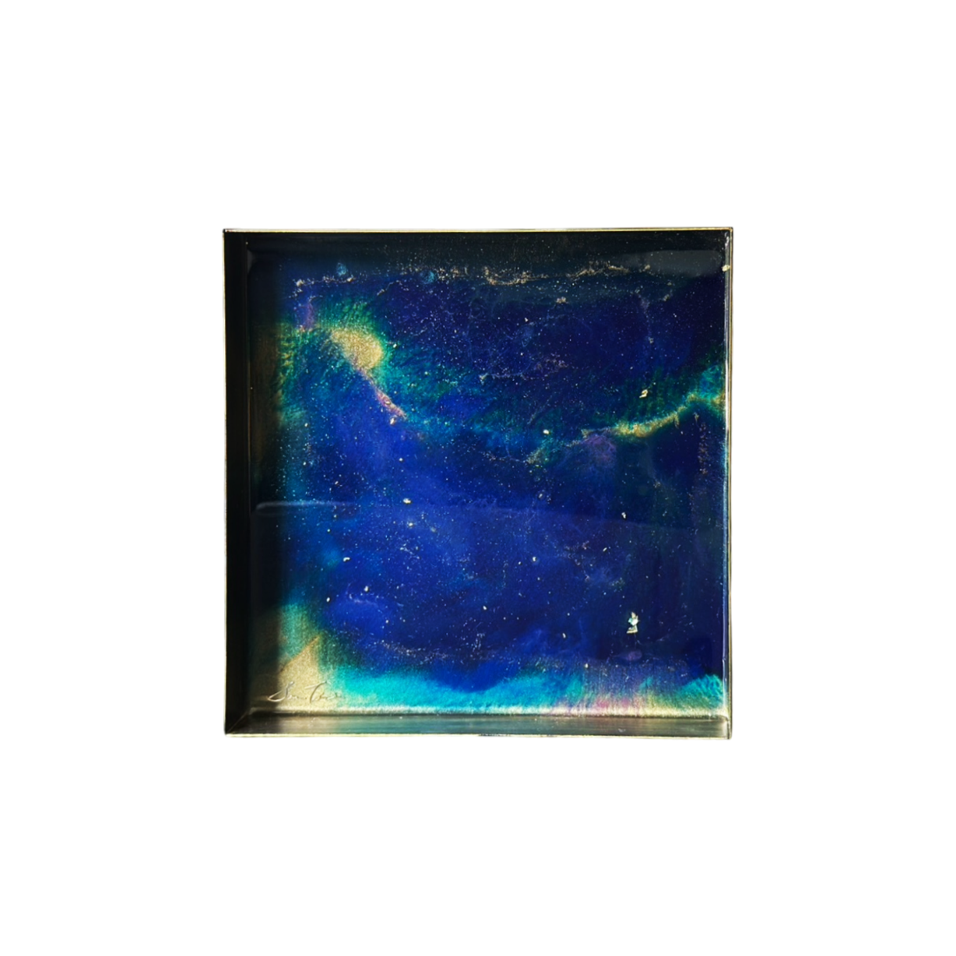 Galaxy 金屬拉絲四角盤 大