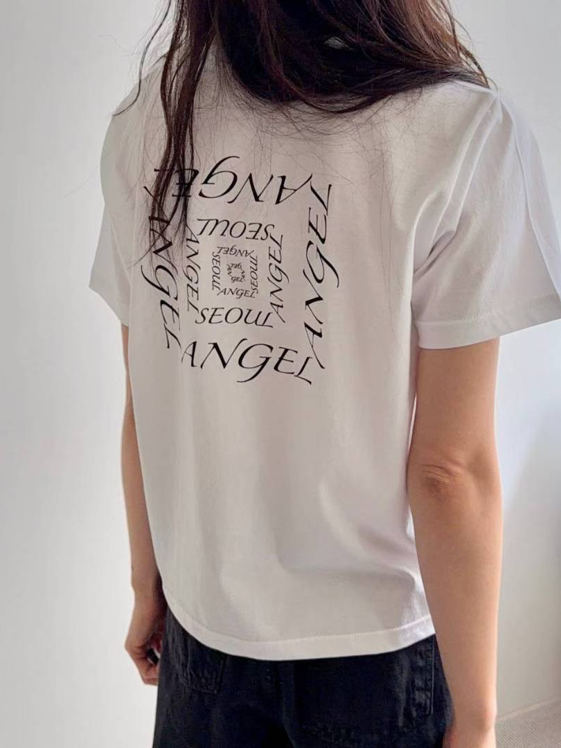 極簡英文字母短袖★ANGEL 雙面印花棉T