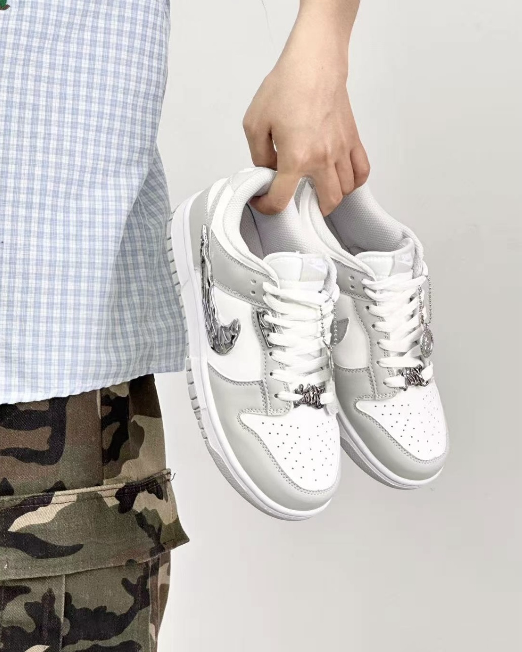 【訂製款】NIKE DUNK LOW 灰白 液態銀 金屬 低筒 男女鞋