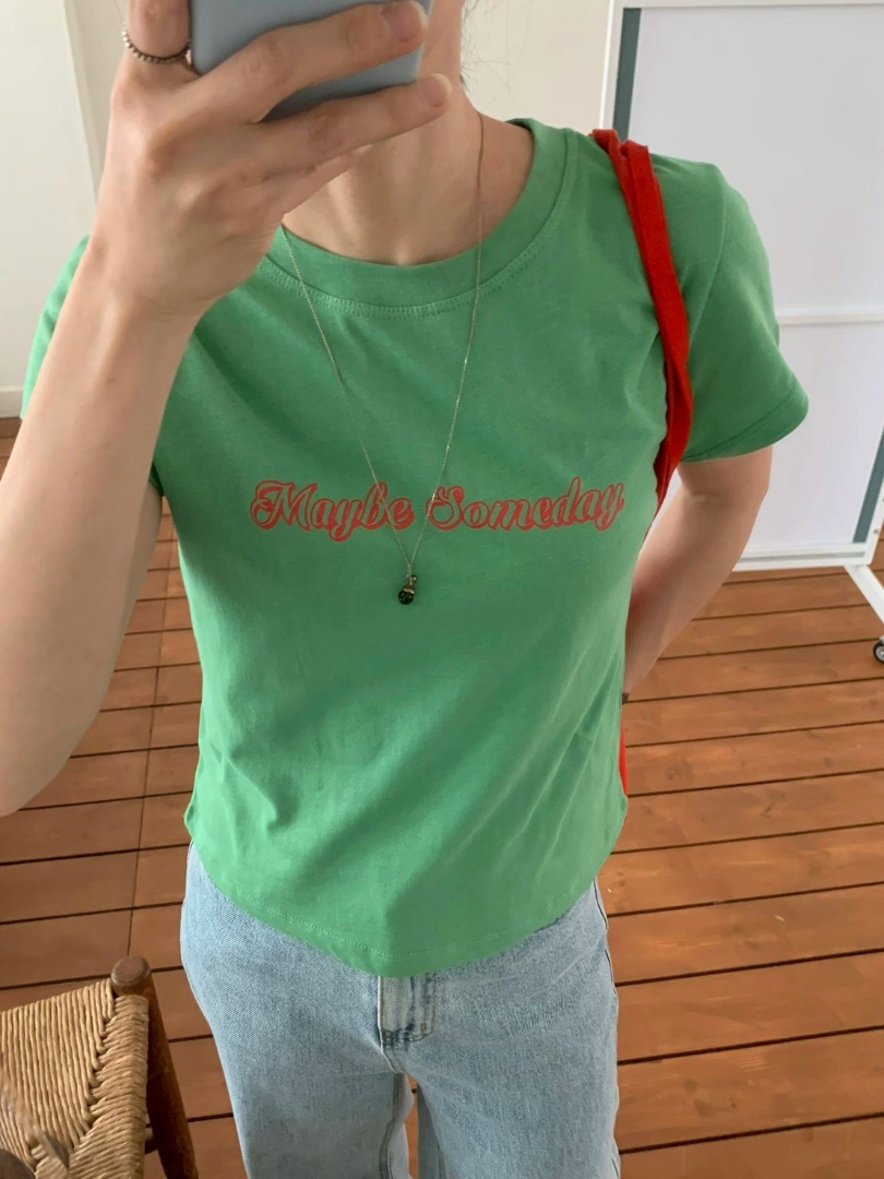 韓系刺繡感短袖上衣★Maybe Someday 簡約百搭字母棉T
