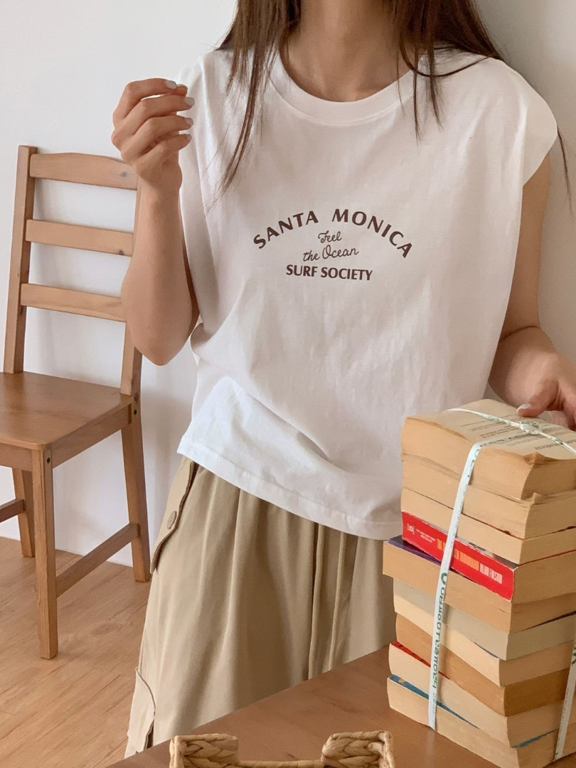 韓系休閒穿搭★Santa Monica 無袖棉T