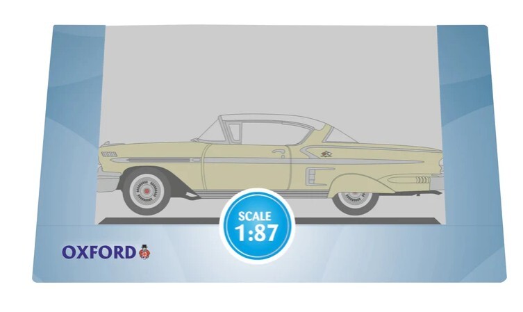 Oxford 87CIS58002 1:87 1958 年雪佛蘭 Impala 運動轎跑車（殖民地奶油色/雪峰白）