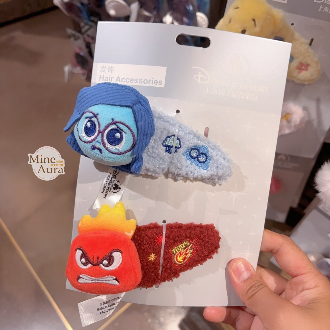 憂憂 Sadness 怒怒 Anger 絨毛 大頭 造型 髮夾 髮飾 2入組 腦筋急轉彎 Inside Out -上海迪士尼樂園