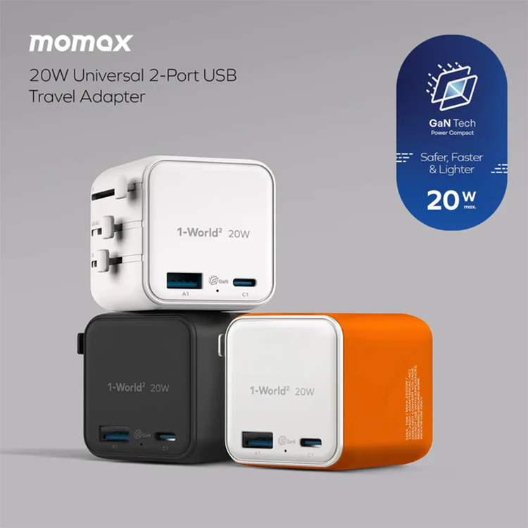 Momax UA29UK 1-World² 20W 2 接口 USB 旅行充電器