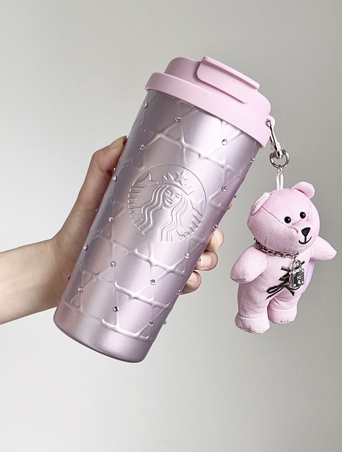 <最瘋搶新款>星巴克 Starbucks 2026 朋克芭蕾系列🎀 鑽面不鏽鋼杯475ML+小熊掛件 杯子 2色