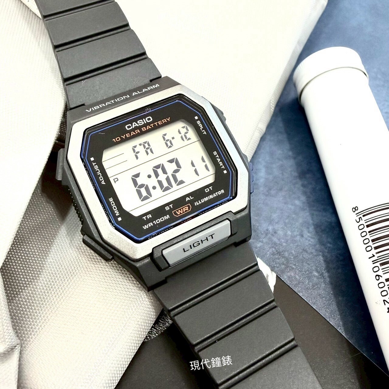 【CASIO 卡西歐】震動鬧鈴方形電子錶 W-738H-1A 42.8mm  現代鐘錶