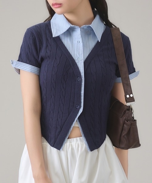 apres jour mignon / Double-collar short-sleeve top