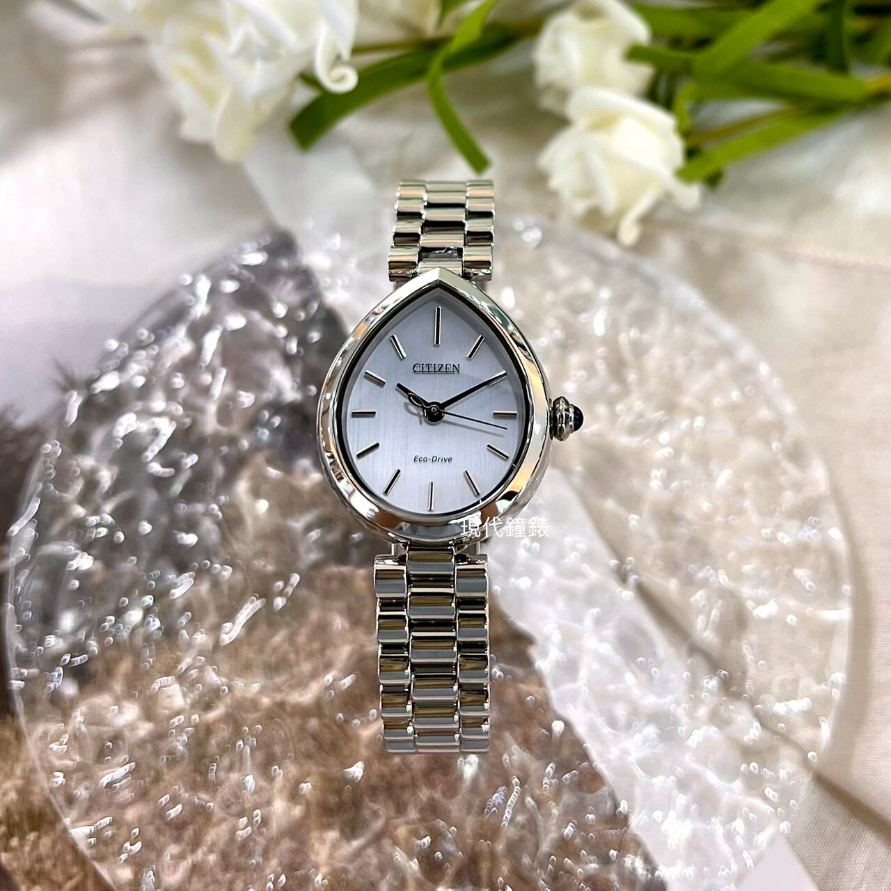 【CITIZEN 星辰】L- Rainell雨漾光動能水滴系列(銀) EM1203-57X 26.2mm 現代鐘錶