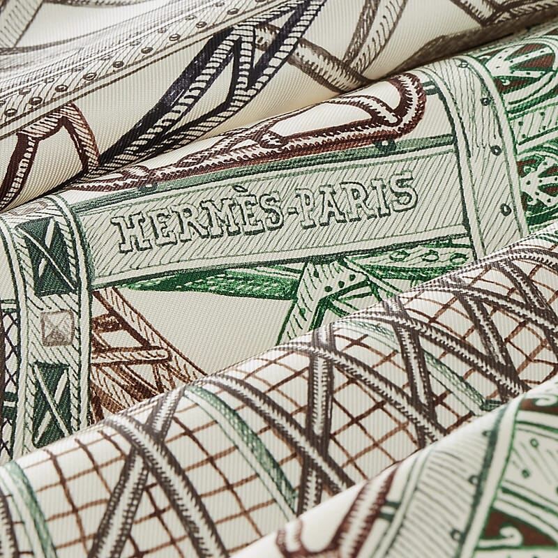 Hermes Chevaux d'Hephaistos scarf 90 JU/CREME/VERT/MARRON