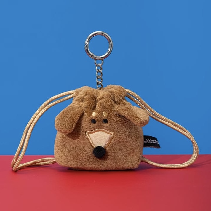 JOGUMAN WOODY 臘腸狗 迷你 束口袋吊飾 耳機包 收納包 MINI STRING POUCH KEYRING HERO